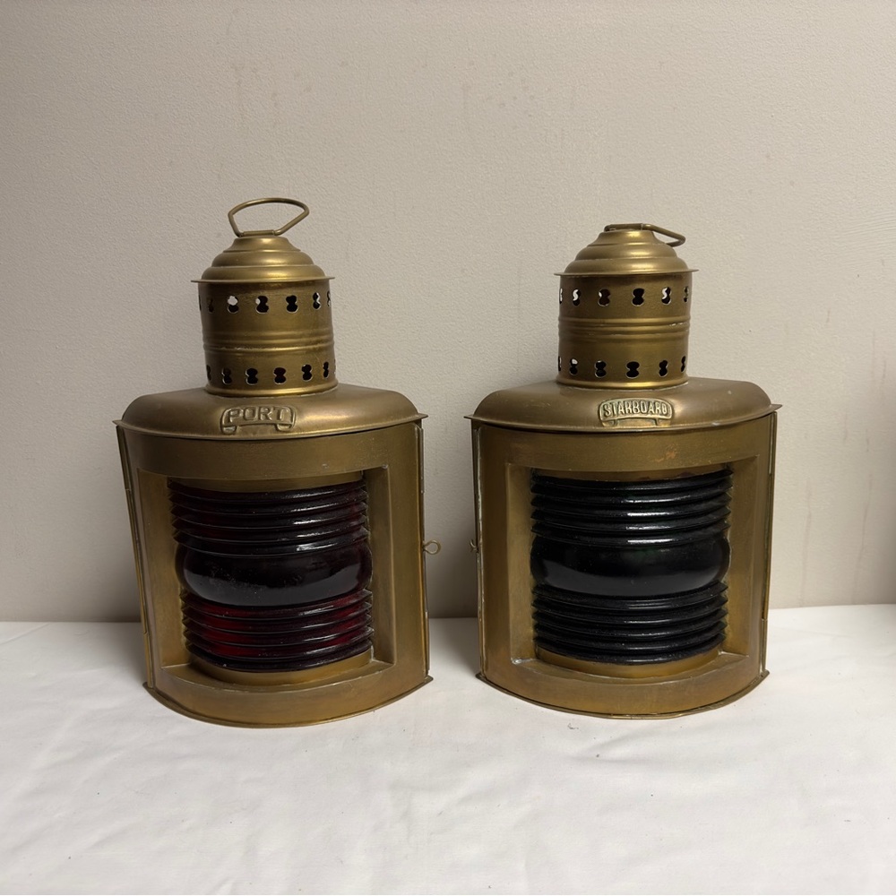 Vintage  Brass Ship Lanterns Port Starboard Lanterns Nautical